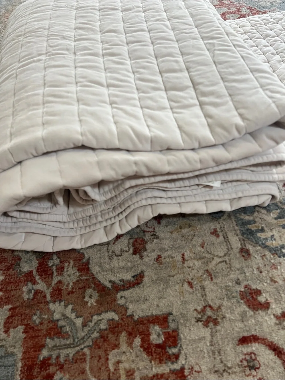 Bundle Threshold Velvet Cotton Cream Full/Queen Bedspread quilt shams standard
